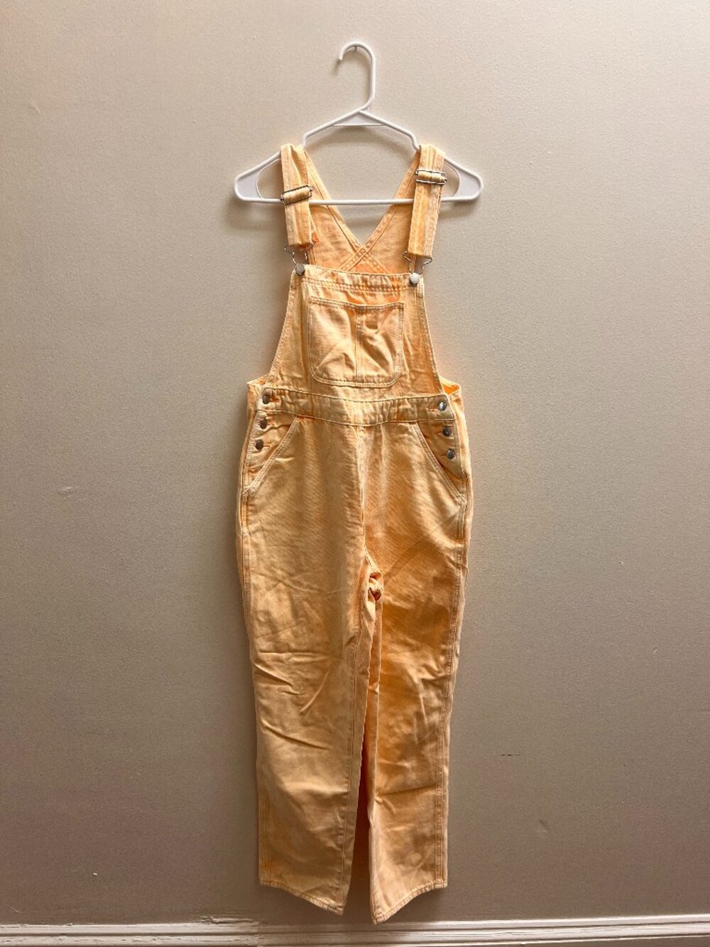 Universal Thread Orange Denim Overalls Size 4/27R Straight Leg Utility